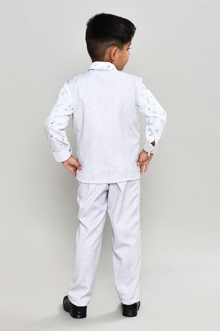 Petite Pomme Printed Waistcoat Suit for Boys 