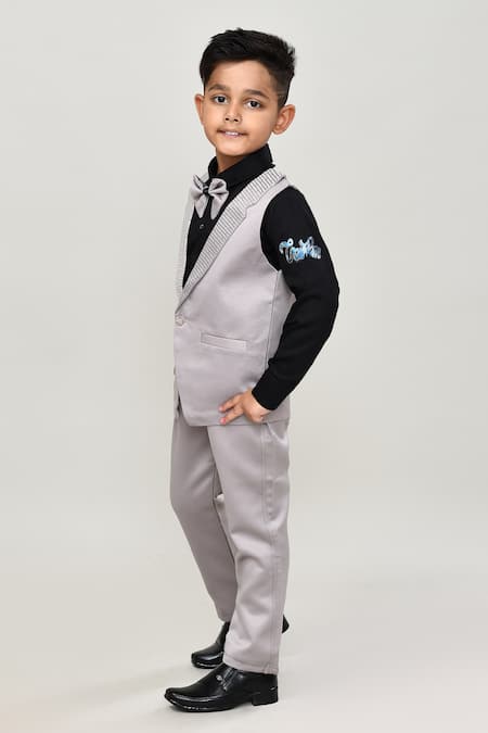 Petite Pomme_Black Cotton Boys 3-piece Waistcoat Suit_Online_at_Aza_Fashions