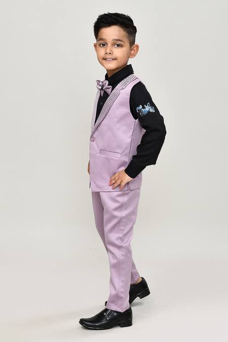 Buy_Petite Pomme_Black Cotton, Polyester Boys 3-piece Waistcoat Suit_Online_at_Aza_Fashions