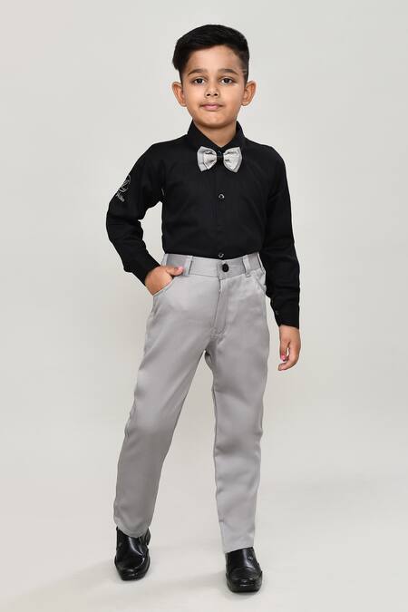 Shop_Petite Pomme_Black Cotton Boys 3-piece Waistcoat Suit_Online_at_Aza_Fashions