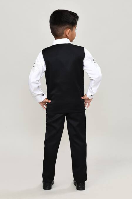 Shop_Petite Pomme_White Cotton Boys 3-piece Waistcoat Suit_at_Aza_Fashions