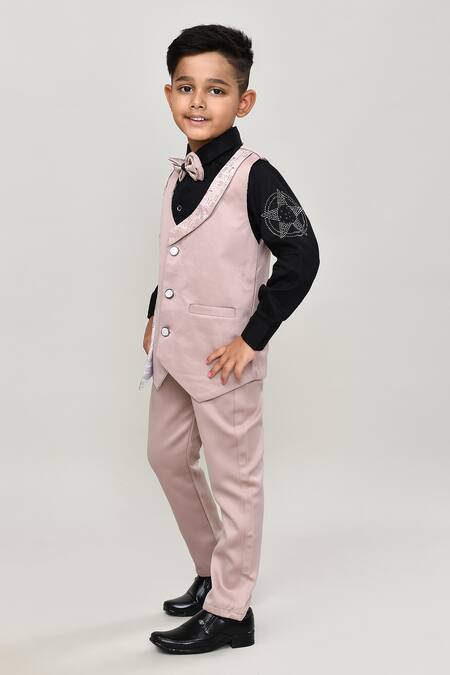 Petite Pomme_Black Cotton Boys 3-piece Waistcoat Suit_Online_at_Aza_Fashions