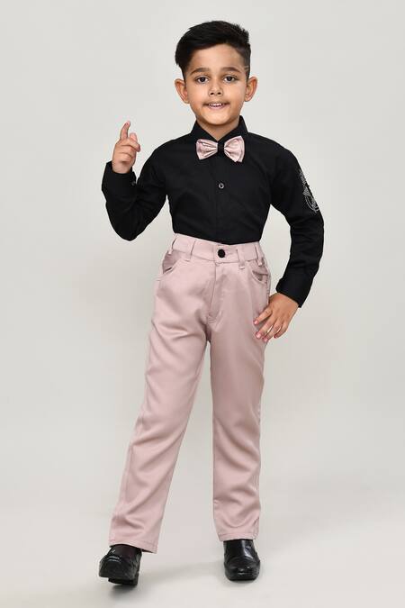 Shop_Petite Pomme_Black Cotton Boys 3-piece Waistcoat Suit_Online_at_Aza_Fashions