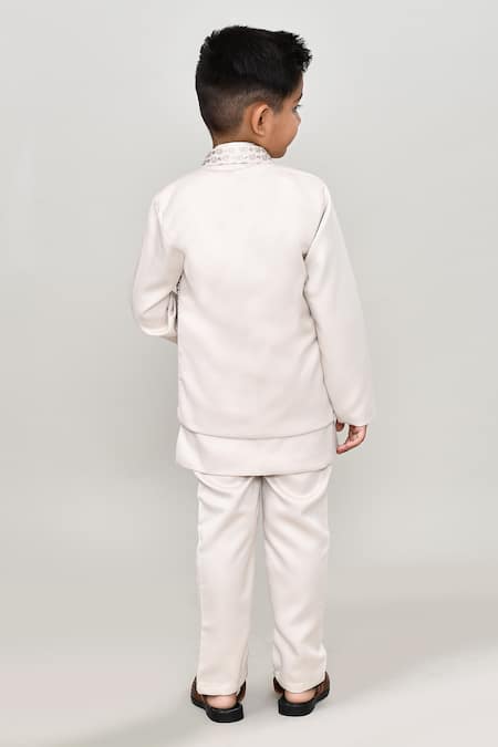 Petite Pomme Solid Waistcoat & Trouser Set with Indo Blazer 