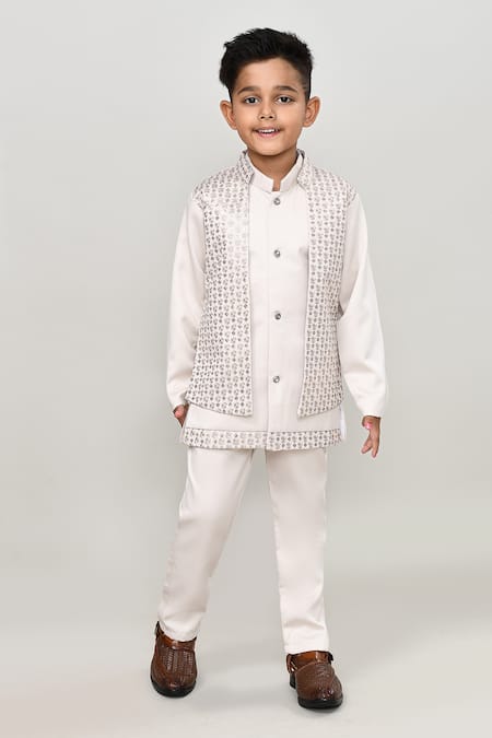 Petite Pomme Solid Waistcoat & Trouser Set with Indo Blazer 