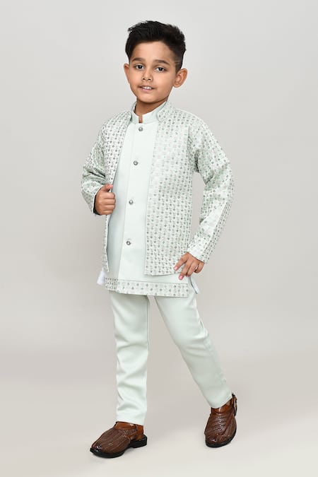 Arihant Rai Sinha Green Polyester Embroidery Solid Waistcoat And Trouser Set With Blazer 