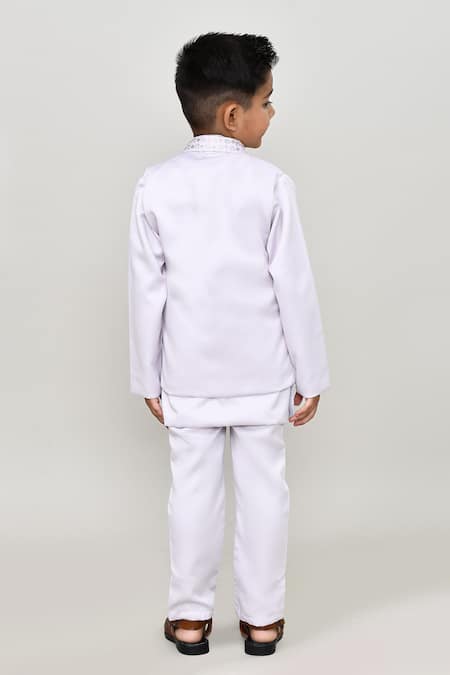 Shop_Petite Pomme_White Polyester Embroidery Indo Blazer And Trouser Set _at_Aza_Fashions