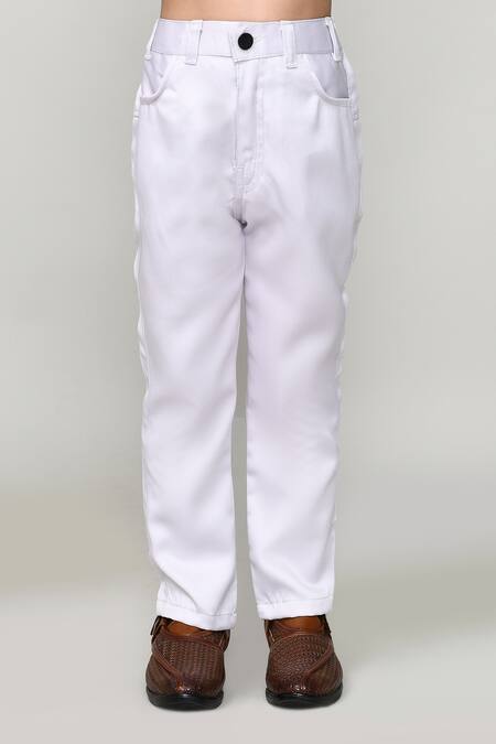 Petite Pomme_White Polyester Embroidery Indo Blazer And Trouser Set _Online_at_Aza_Fashions