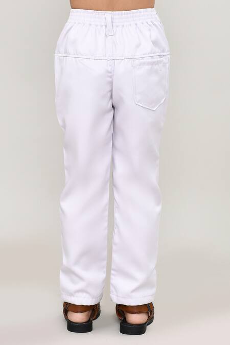 Buy_Petite Pomme_White Polyester Embroidery Indo Blazer And Trouser Set _Online_at_Aza_Fashions