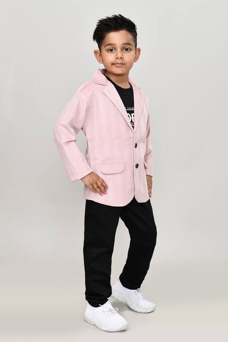 Buy_Petite Pomme_Pink Velvet, Cotton, Polyester Boys 3-piece Suit With Jacket_Online_at_Aza_Fashions