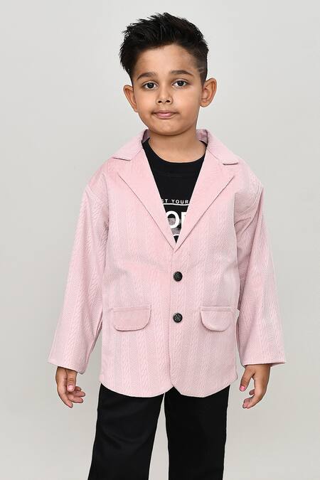 Buy_Petite Pomme_Pink Velvet, Cotton, Polyester Boys 3-piece Suit With Jacket