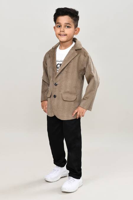 Buy_Petite Pomme_Brown Velvet, Cotton, Polyester Designer Boys Suit Set