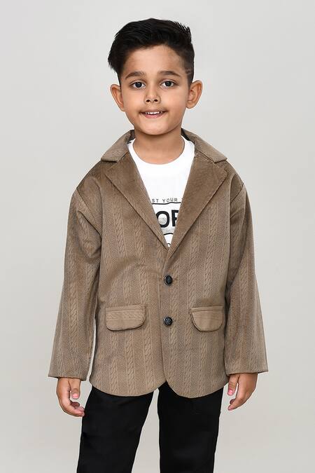 Shop_Petite Pomme_Brown Velvet, Cotton, Polyester Designer Boys Suit Set