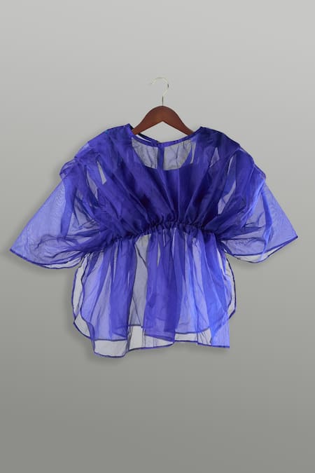 The Little Celebs Embroidered Blue Top & Palazzo Set 