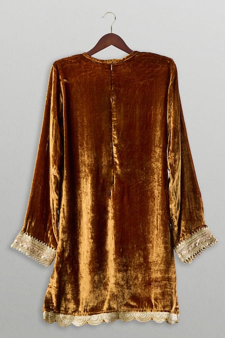 The Plum Bum Embroidered Velvet Kurta Sharara Set 
