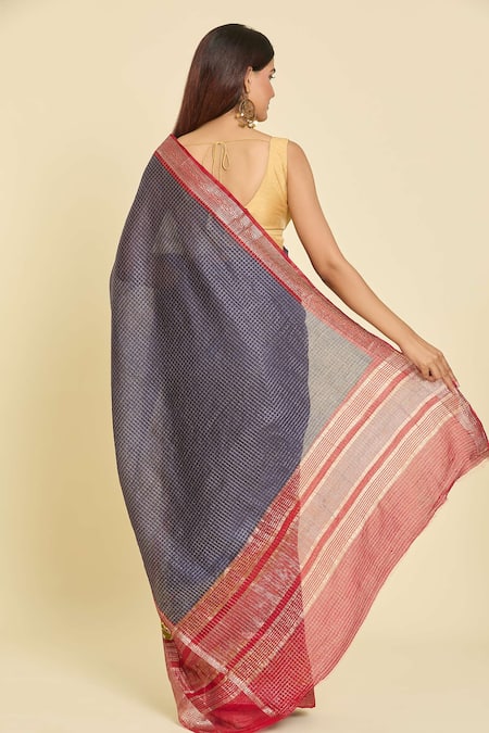 Naintara Bajaj Abstract Floral Detailed Saree With Running Blouse 