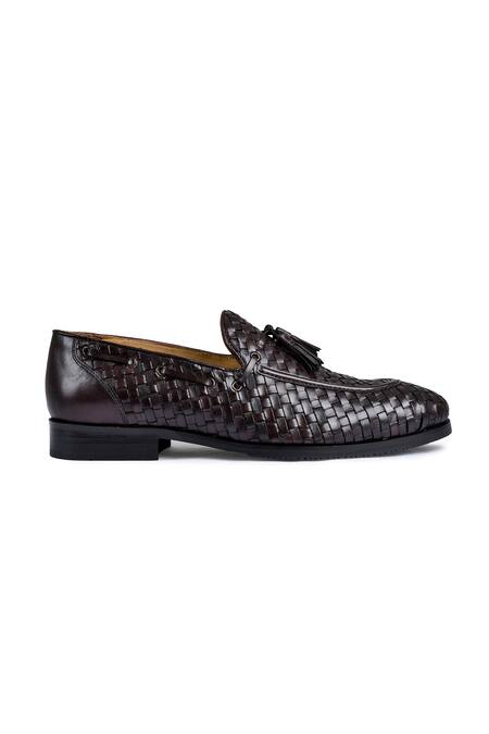 Wednesday Lifestyle_Brown Intrecciato Weave Dark Loafers _Online_at_Aza_Fashions