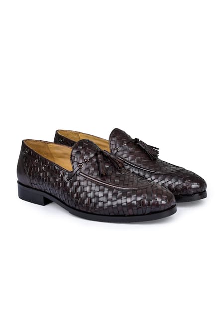 Wednesday Lifestyle Intrecciato Weave Dark Brown Loafers 