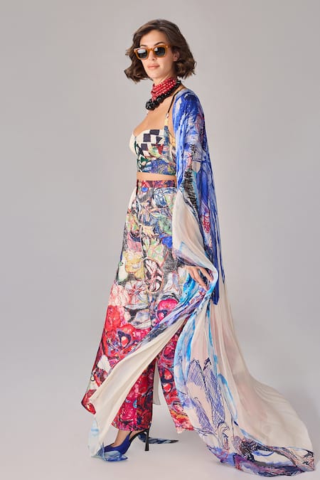 Saaksha & Kinni_Blue Multi Color Designer Dolly Cape _Online_at_Aza_Fashions