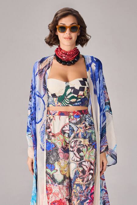 Buy_Saaksha & Kinni_Blue Multi Color Designer Dolly Cape _Online_at_Aza_Fashions