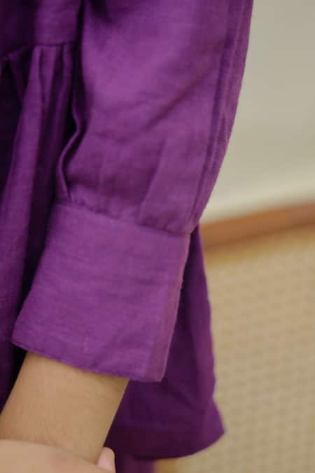 Buy_Petite Pomme_Purple Cotton Embroidery Flamingo Charm Peplum Set _Online_at_Aza_Fashions