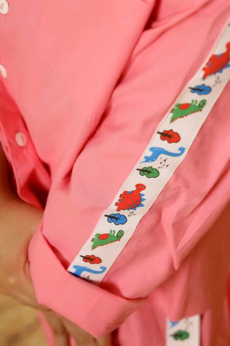 Buy_Petite Pomme_Pink Cotton Dino Print Kids Co-ord Set _Online_at_Aza_Fashions