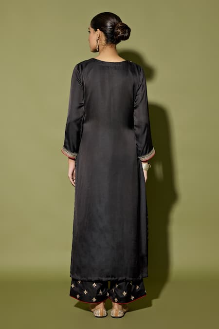 Apeksha Jain Label Black Hand Embroidered Kurta Set 