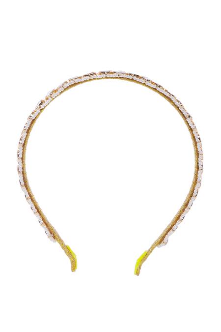 Nazaakat By Samara Singh_Gold Pearls Polki And Hair Band_Online_at_Aza_Fashions