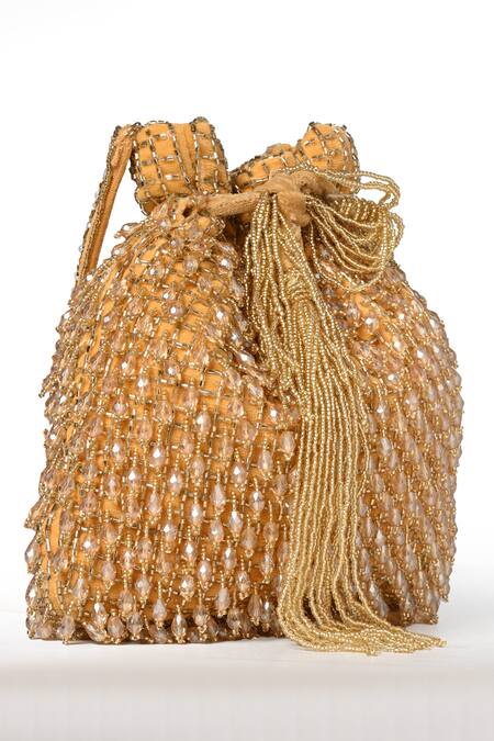 Nazaakat By Samara Singh Gold Embroidery, Beads Hand Potli Bag Online at Aza Fashions Nazaakat By Samara Singh_Gold Embroidery, Beads Hand Potli Bag _Online_at_Aza_Fashions