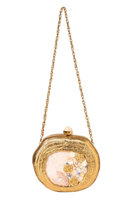 Samyukta Singhania Golden Handcrafted Embellished Clutch 