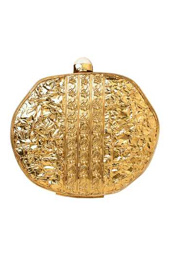 Nazaakat By Samara Singh Golden Handcrafted Embellished Clutch 
