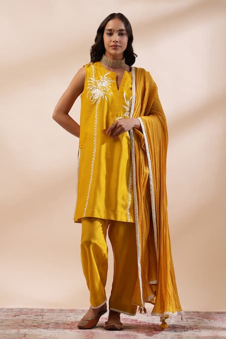 Kyra by Bhavna Mustard Yellow Kurta Set With Dupatta 