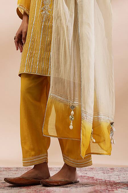 Buy Kyra By Bhavna Mustard Cotton, Silk, Cotton, Yellow Straight Cut Kurta Set Online at Aza Fashions Buy_Kyra By Bhavna_Mustard Cotton, Silk, Cotton, Yellow Straight Cut Kurta Set _Online_at_Aza_Fashions