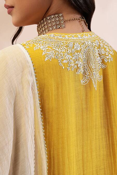 Buy Kyra By Bhavna Mustard Cotton, Silk, Cotton, Yellow Straight Cut Kurta Set Buy_Kyra By Bhavna_Mustard Cotton, Silk, Cotton, Yellow Straight Cut Kurta Set