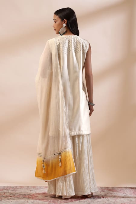 Kyra By Bhavna Textured Ivory Sharara Set 