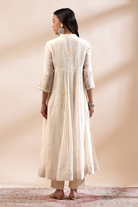 Kyra By Bhavna Embroidered Ivory Anarkali Kurta Set 