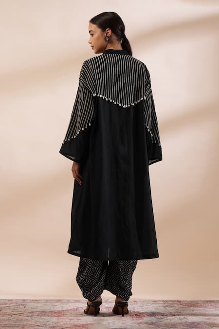 Kyra By Bhavna Black Dori Work Jacket Set 