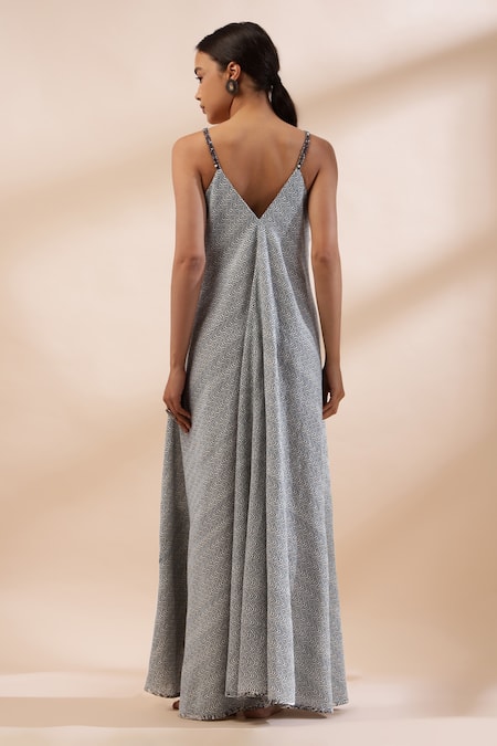 Kyra By Bhavna Black Zig Zag Print Maxi Dress 