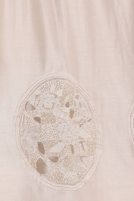 Shop_Midori By Sgv_White Chanderi, Cotton, Silk Pearls, Sequins, Patchwork Embellished Midi Dress _Online_at_Aza_Fashions