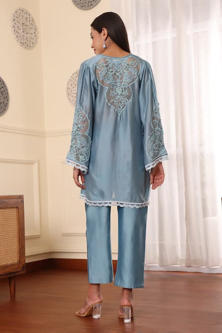 Midori By Sgv A-Line Kurta Set with Embellished Sleeves 