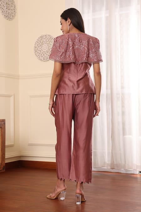 Midori By Sgv Cape Style Top & Pant Set 