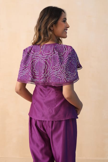 Midori By Sgv Cape Style Top & Pant Set 