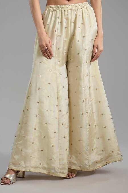 Shop Studio A Ivory Tissue, Crepe Embroidery V-, Sweetheart Dori Sharara Set Online at Aza Fashions Shop_Studio A_Ivory Tissue, Crepe Embroidery V-, Sweetheart Dori Sharara Set _Online_at_Aza_Fashions