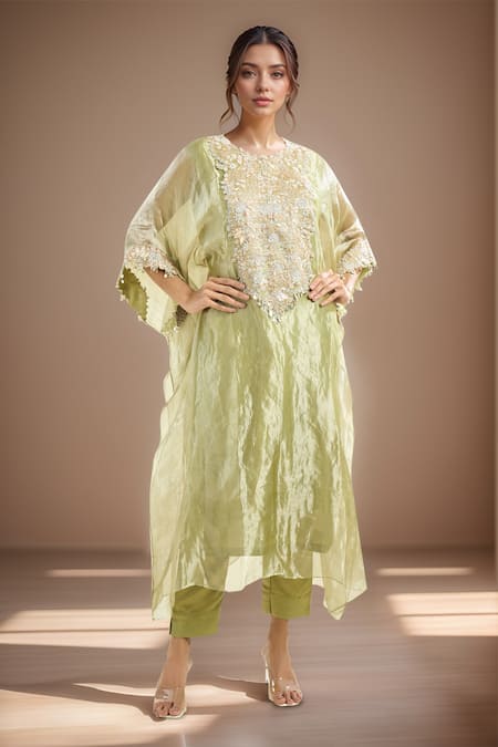 Prisho Zardozi Embroidered Kaftan & Pant Set 