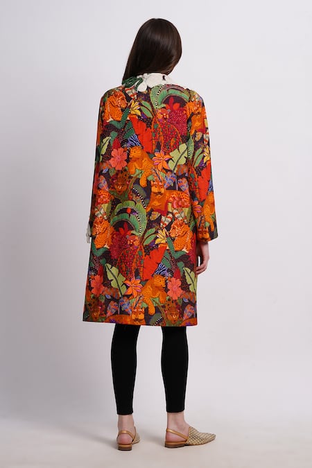Sonali Gupta Animal Print Jacket With Floral Embroidery 