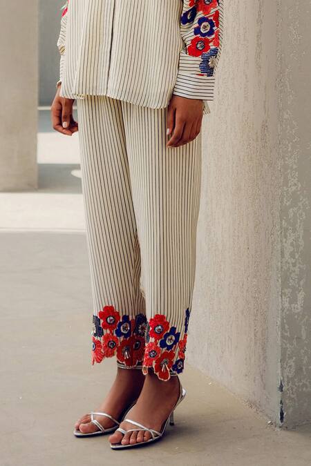 Buy Pooja Rajgarhia Gupta Off White Crepe Embroidered Pant Online at Aza Fashions Buy_Pooja Rajgarhia Gupta_Off White Crepe Embroidered Pant _Online_at_Aza_Fashions