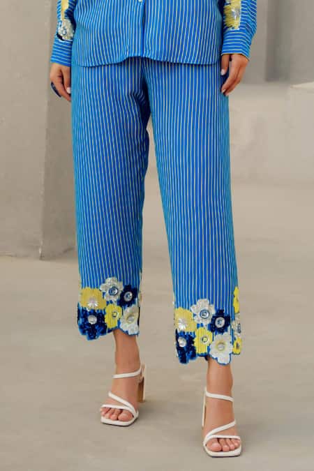 Shop Pooja Rajgarhia Gupta Blue Georgette Embroidery Pant Set at Aza Fashions Shop_Pooja Rajgarhia Gupta_Blue Georgette Embroidery Pant Set _at_Aza_Fashions