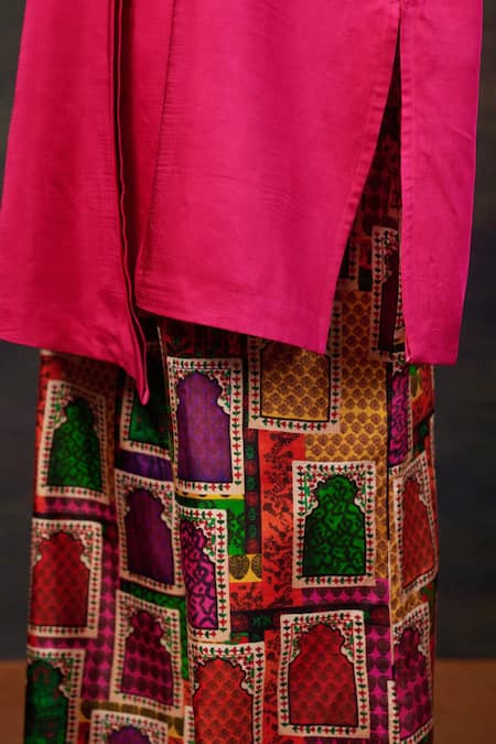 Buy_Thetaa_Pink Silk, Viscose Embroidery Kurta Set 
