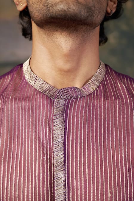 Shop_Thetaa_Purple Organza Embroidery Hand Shirt _Online_at_Aza_Fashions