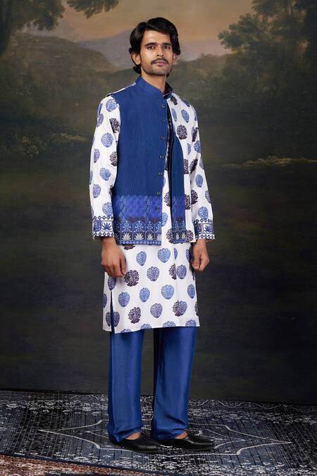 Buy Thetaa Blue Silk, Viscose, Satin Embroidery Neeli Buuti Printed Nehru Jacket Set Online at Aza Fashions Buy_Thetaa_Blue Silk, Viscose, Satin Embroidery Neeli Buuti Printed Nehru Jacket Set _Online_at_Aza_Fashions
